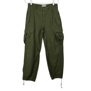 TNA Aritzia Women's Cargo 6 Olive Green Surplus Cargo‎ Pants Utility Drawstring